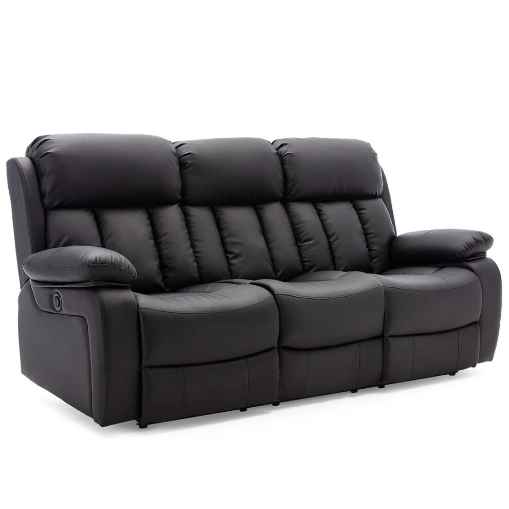More4homes (Black, 3 Seater) Chester High Back Electric Bond Grade Leather Recliner 3+2+1 Sofa Armchair Set