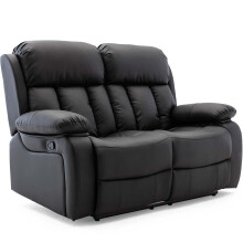 (Black, 2 Seater) CHESTER HIGH BACK BOND GRADE LEATHER RECLINER 3+2+1 SUITE SOFA ARMCHAIR SET