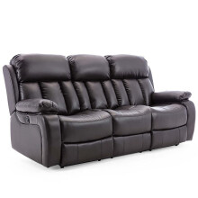 (Brown, 3 Seater) CHESTER HIGH BACK BOND GRADE LEATHER RECLINER 3+2+1 SUITE SOFA ARMCHAIR SET