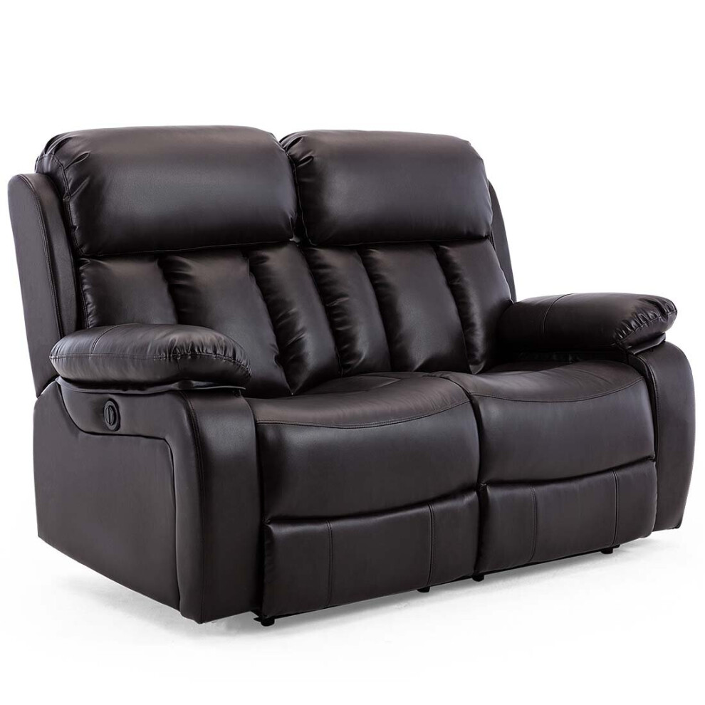 (Brown, 2 Seater) CHESTER HIGH BACK ELECTRIC BOND GRADE LEATHER RECLINER 3+2+1 SOFA ARMCHAIR SET