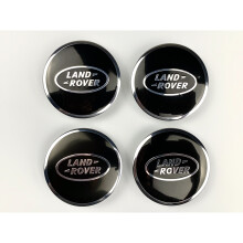 (Black and Silver Land Rover Caps) Sets of 4 Land Rover alloy wheel caps 63mm S