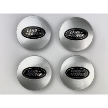 (Matt Silver and Black Land Rover Caps) Sets of 4 Land Rover alloy wheel caps 63mm S