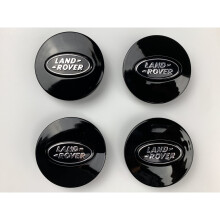 (Full Glossy Black Land Rover Caps) Sets of 4 Land Rover alloy wheel caps 63mm S