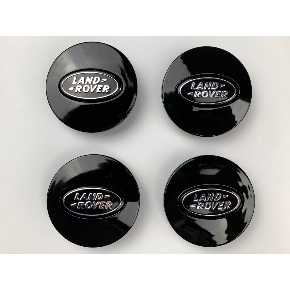 (Full Glossy Black Land Rover Caps) Sets of 4 Land Rover alloy wheel caps 63mm S-image-OPC-P872965-NEW