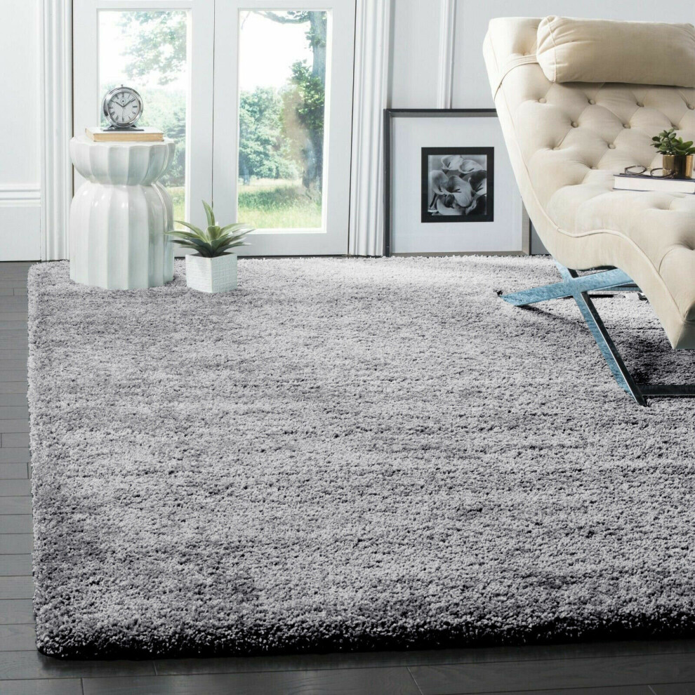 (GREY, 160X230) Extra Large Thick Pile Shaggy Rugs Living Room Rug