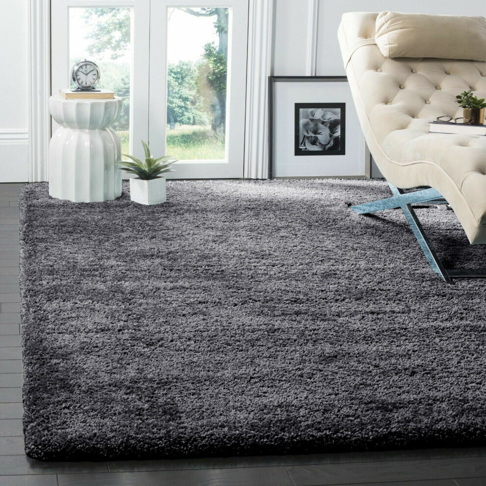 (DARK GREY, 200X290) Extra Large Thick Pile Shaggy Rugs Living Room Rug