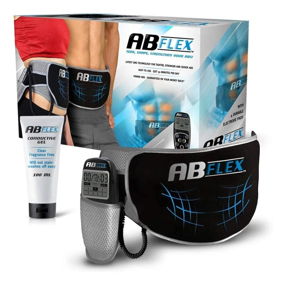ABFLEX Ab Toning Belt for Slender Toned Stomach Muscles, Remote for Quick and Easy Adjustments, 99 Intensity Levels and 10 Workouts for Fast Results