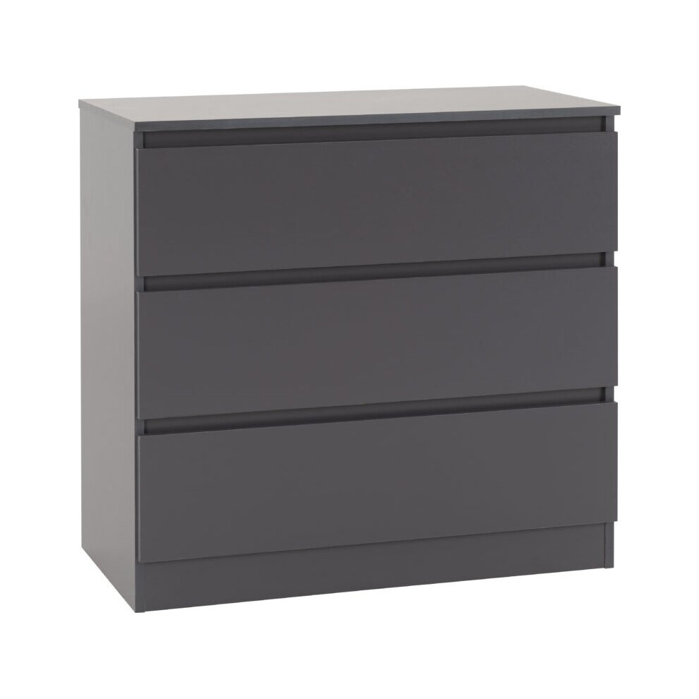 Seconique (Grey) Malvern 3 Drawers Chest In /Grey/White/Oak Black
