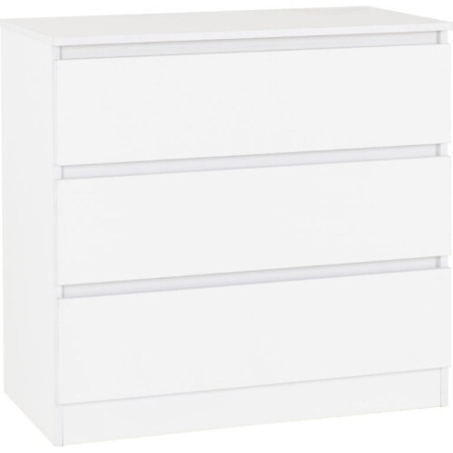 Seconique (White) Malvern 3 Drawers Chest in Black/Grey/White/Oak