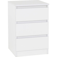 (White) Malvern 3 Drawers Bedside in Black/Grey/White/Oak