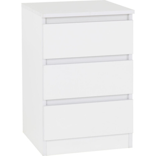 Seconique (White) Malvern 3 Drawers Bedside in Black/Grey/White/Oak