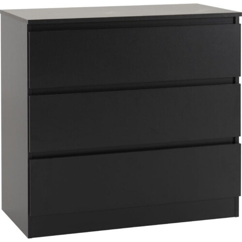 Seconique (Black) Malvern 3 Drawers Chest in Black/Grey/White/Oak