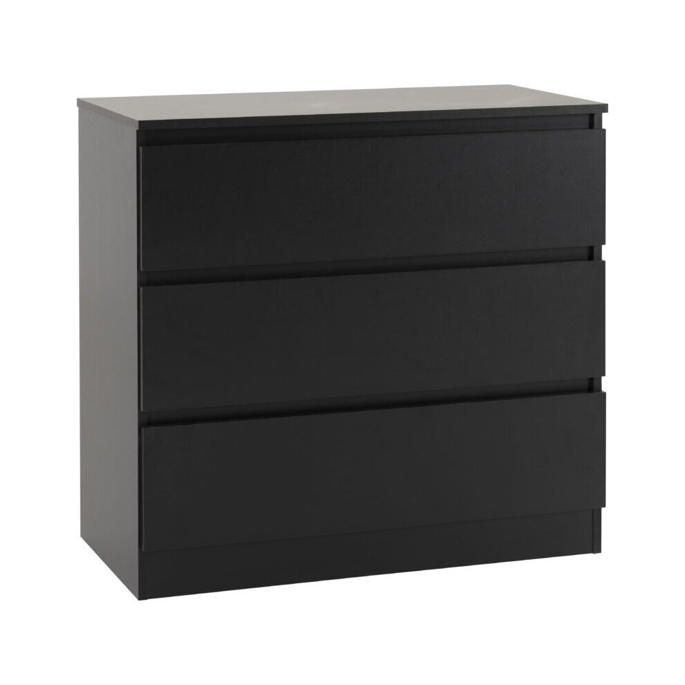 Seconique (Black) Malvern 3 Drawers Chest In /Grey/White/Oak Black
