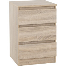 (Sonoma Oak) Malvern 3 Drawers Bedside in Black/Grey/White/Oak