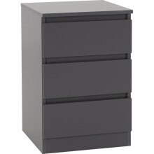 (Grey) Malvern 3 Drawers Bedside in Black/Grey/White/Oak