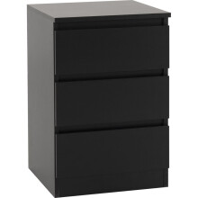 (Black) Malvern 3 Drawers Bedside in Black/Grey/White/Oak