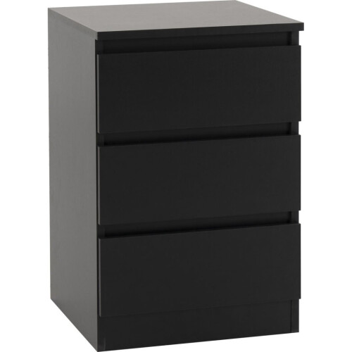 Seconique (Black) Malvern 3 Drawers Bedside in Black/Grey/White/Oak