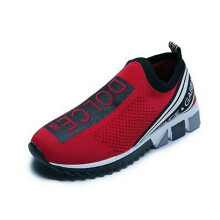 (Red, UK6.5/EUR40 ) Womens Men Knit Speed Runner Shoes Trainer Sneaker