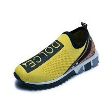 (Yellow, UK5/EUR38) Womens Men Knit Speed Runner Shoes Trainer Sneaker