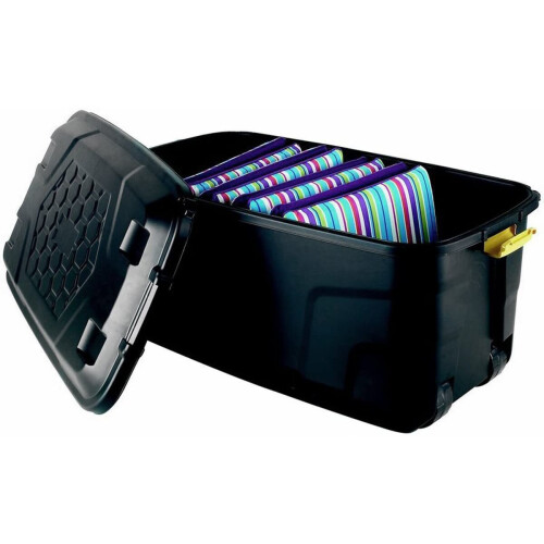 Strata Extra Large Plastic Mobile Heavy Duty Storage Garden Trunk Wheeled Tool Box 145 Litre 1