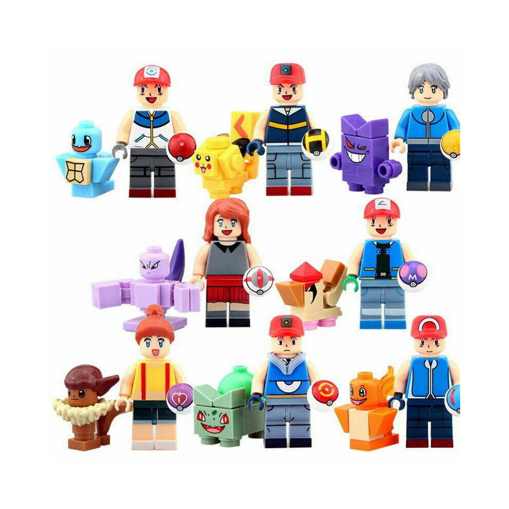 16Pcs Pokemon Go POKEMON Mini Figures PIKACHU Building Blocks Toy Kids