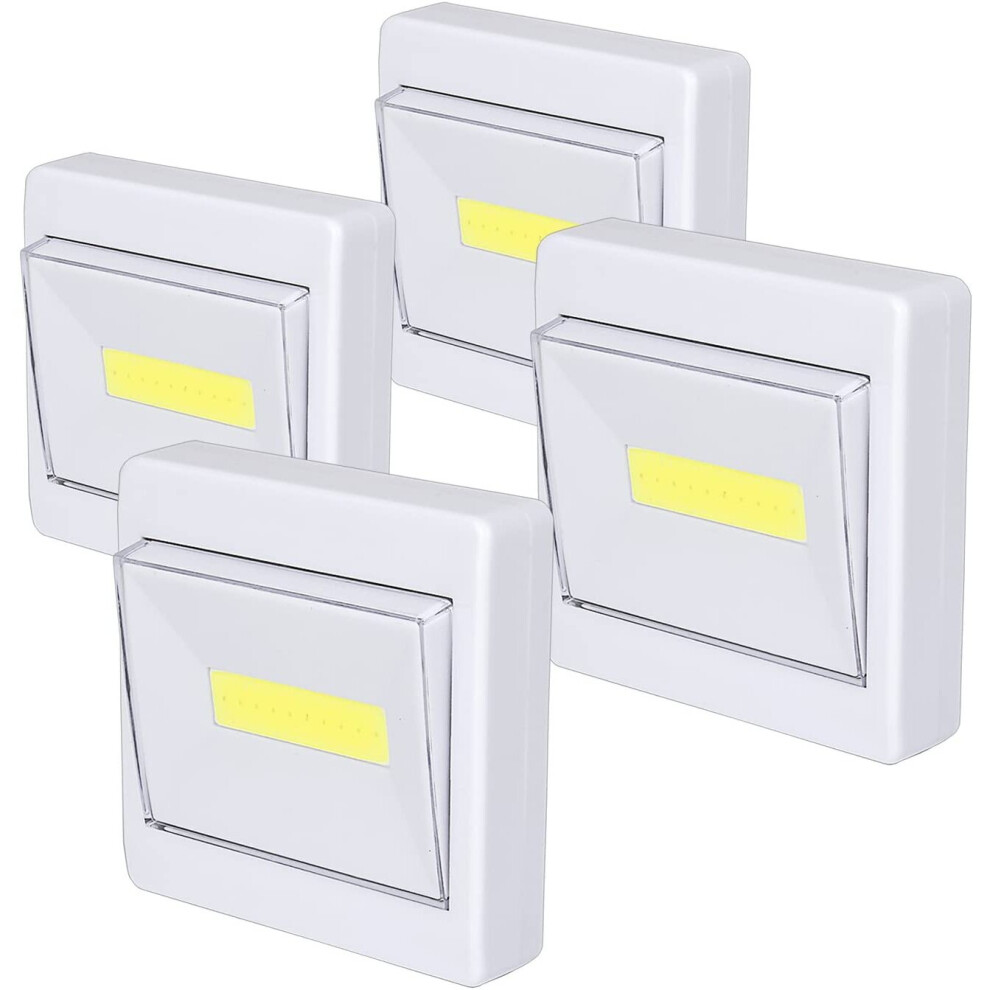 Wardrobe Light, Super Bright, Battery Operated, Stick Anywhere, 200 LM Cob Closet Lights, Ideal for Cupboard, Shed, Attic, Basements (4 Packs)