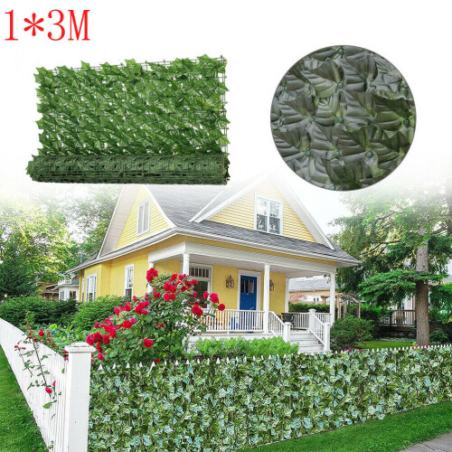 3M Artificial Ivy Leaf Hedge Roll Privacy Fence Screen Green Cover 1