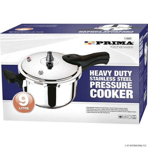NEW 9 LITRE HEAVY DUTY PRESSURE COOKER STAINLESS STEEL COOKING STEAMER