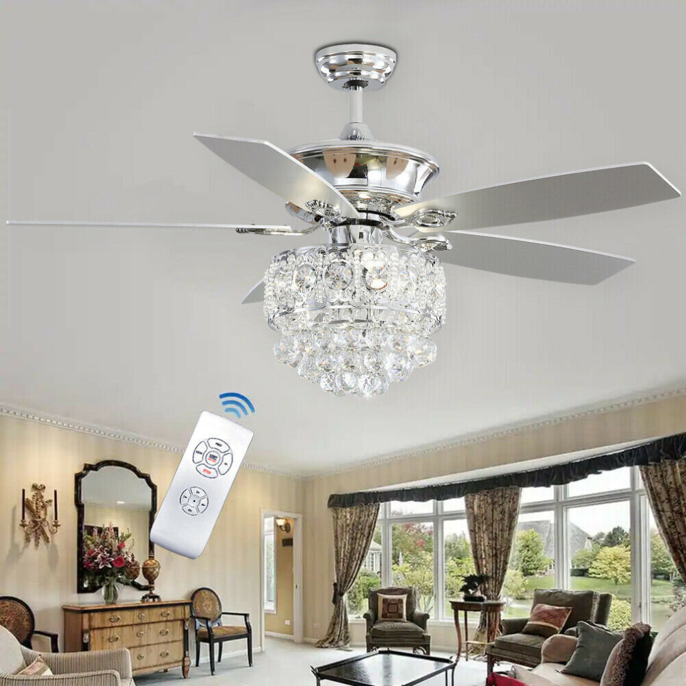 52" LED Ceiling Fan Light Remote Control 3 Speed Chandelier Lamp