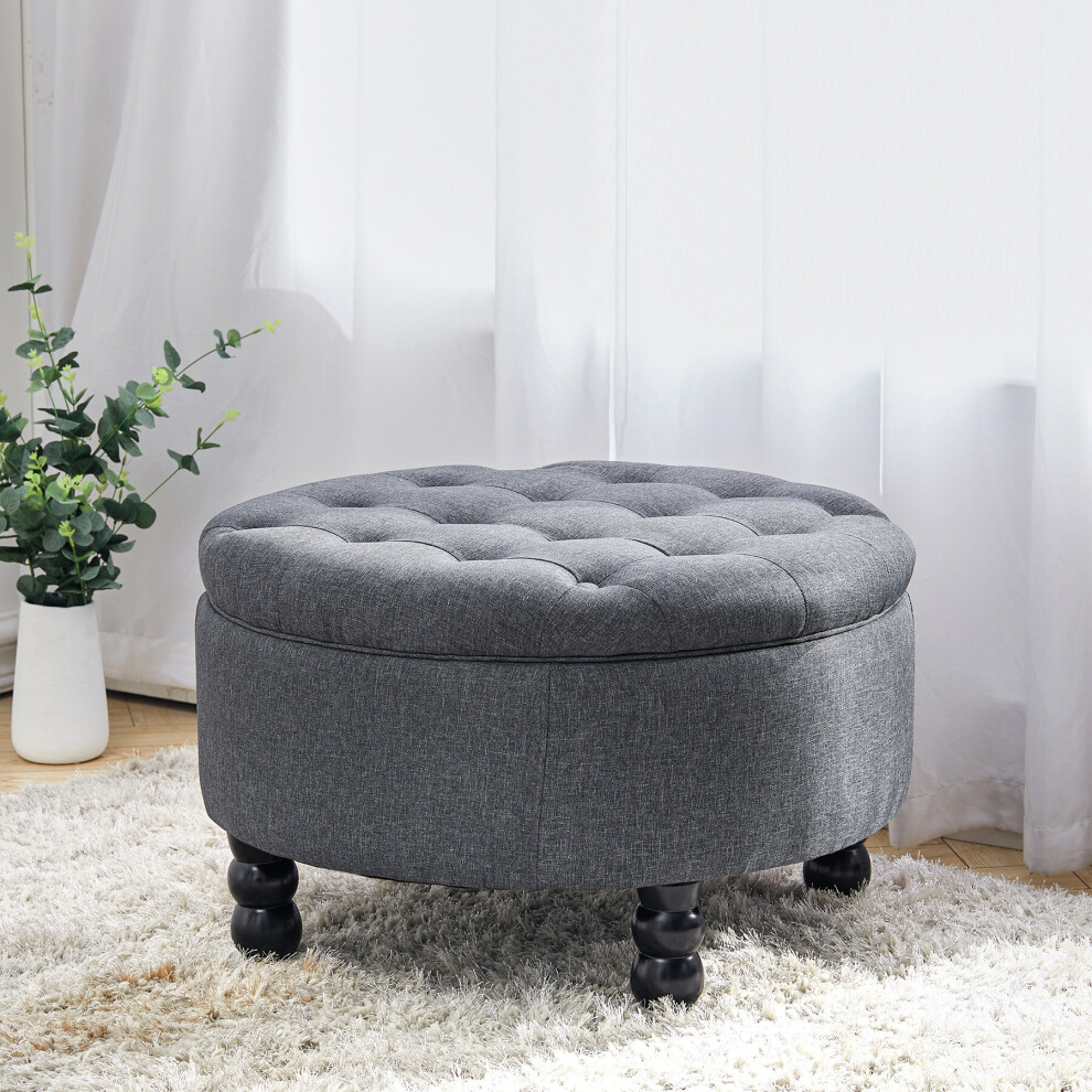 (Grey) Footstool Storage Ottoman Deep Button Pouffe Coffee Table