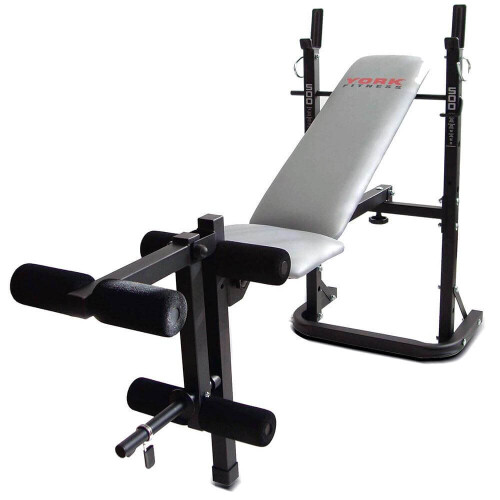 York Fitness York B500 Folding Adjustable Barbell Weight Bench with Leg Developer