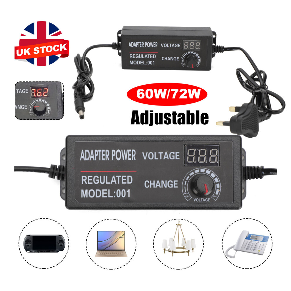 3V-24V Adjustable Ac Electrical Power Supply Adapter Charger Variable Black