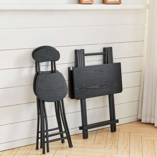 Living And Home Folding Square Dining Table & 2pcs Chairs Kitchen 2-4 Seater 2