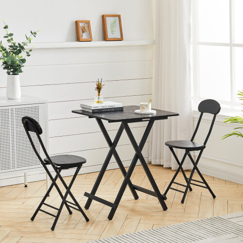 Living And Home Folding Square Dining Table & 2pcs Chairs Kitchen 2-4 Seater 1