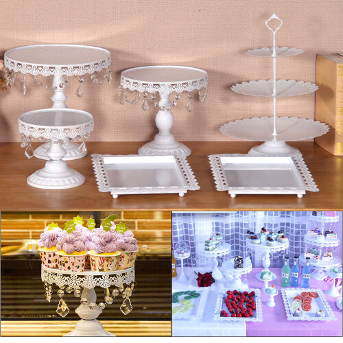 6Pcs Cake Cupcake Stand Display Dessert Holder Wedding Party Crystal Décor