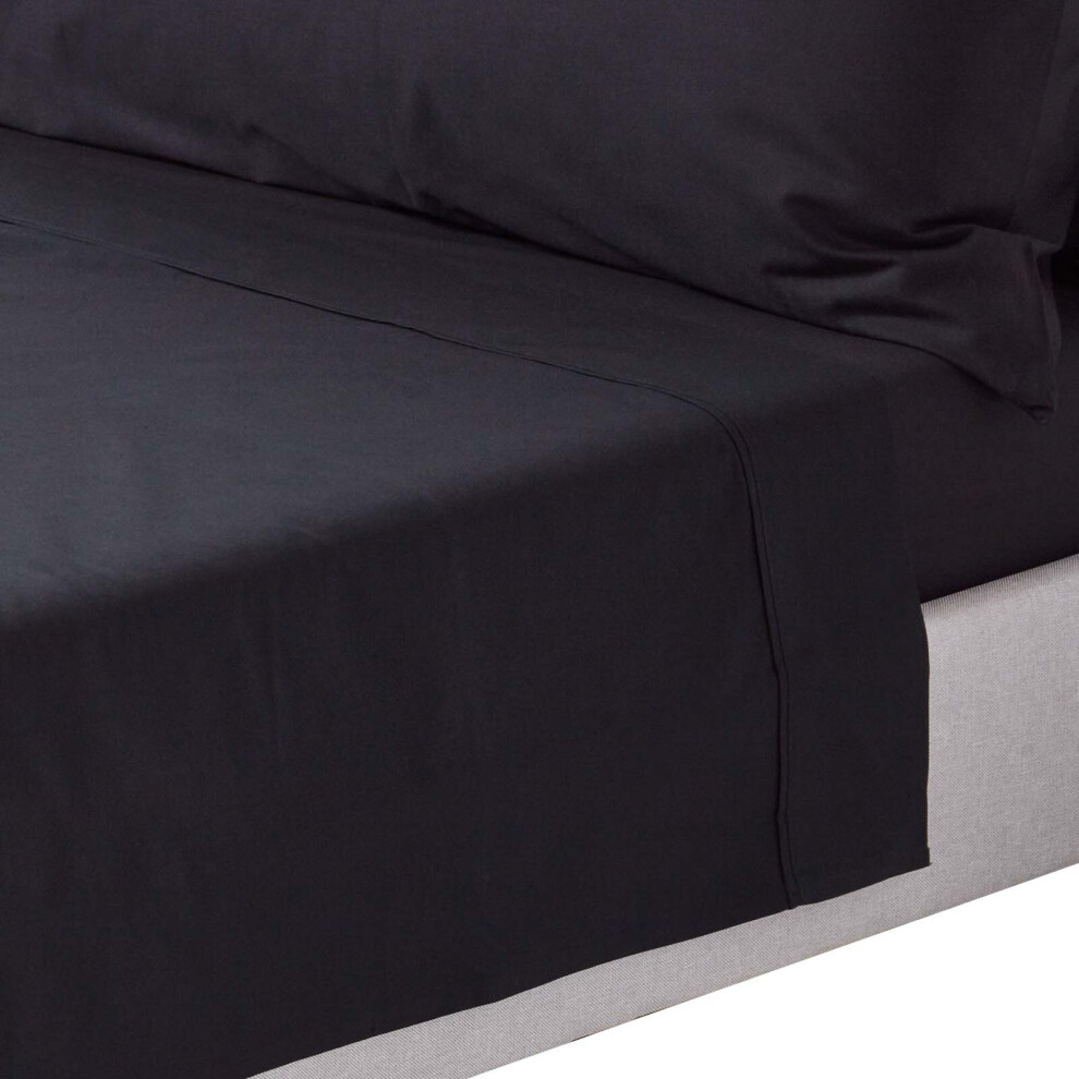 Homescapes (Super-King, Black) Egyptian Cotton Flat Sheet 200 Thread Count Bed Sheet
