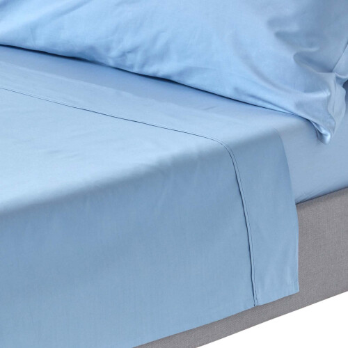 Homescapes (Single, Blue) Egyptian Cotton Flat Sheet 200 Thread Count Bed Sheet
