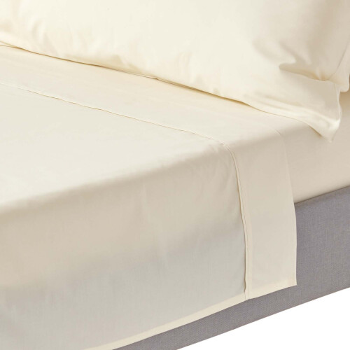 Homescapes (King, Cream) Egyptian Cotton Flat Sheet 200 Thread Count Bed Sheet