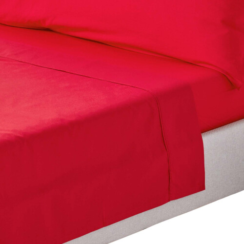 Homescapes (King, Red) Egyptian Cotton Flat Sheet 200 Thread Count Bed Sheet