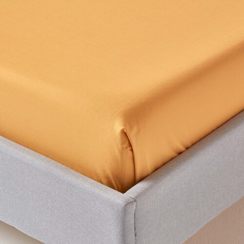 Homescapes (Single, Mustard) Egyptian Cotton Flat Sheet 200 Thread Count Bed Sheet 2