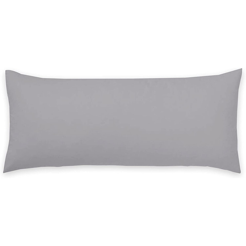 (Poly Cotton Bolster Pillowcase (Silver, King 5ft)) Luxury Bolster Pillow Case- Pregnancy Maternity Long Orthopaedic Support Pillow Cover in white cre