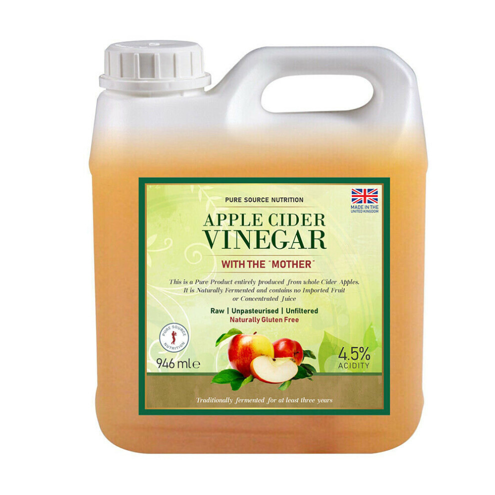 Pure Source Nutrition (946Ml) Apple Cider Vinegar Pure Raw Detox Weight Loss Psn