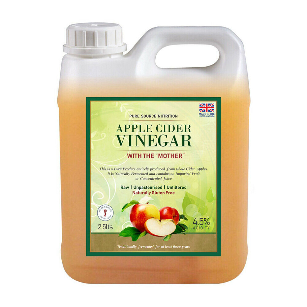 Pure Source Nutrition (2.5 Litres) Apple Cider Vinegar Pure Raw Detox Weight Loss Psn