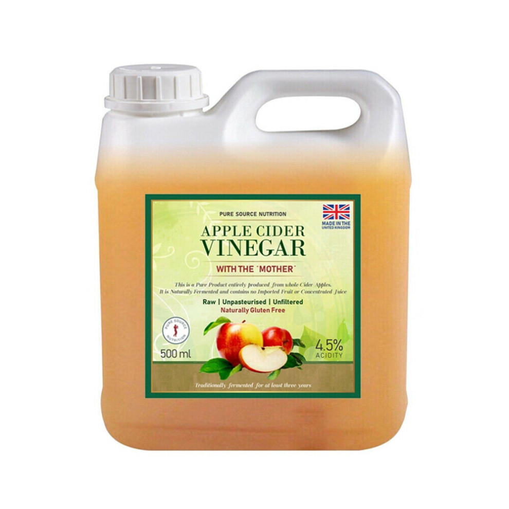 Pure Source Nutrition (500Ml) Apple Cider Vinegar Pure Raw Detox Weight Loss Psn