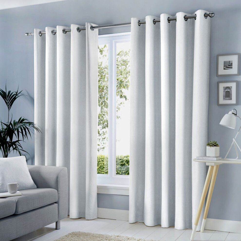 Fusion (White, 66 X 90 Inch) Sorbonne 100% Cotton Eyelet Lined Curtains