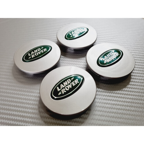 Land Rover Wheel Centre Caps - Silver/Green 1