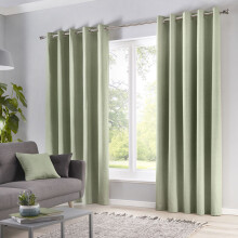 (Green, 66 x 72 Inch) Fusion Sorbonne 100% Cotton Eyelet Lined Curtains