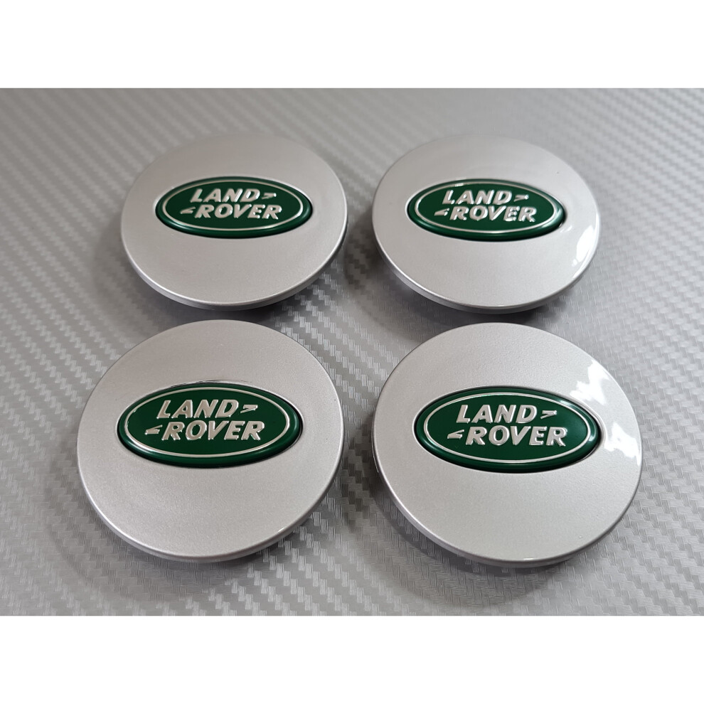Land Rover Wheel Centre Caps - Silver/Green-image-OPC-P87CJCT-NEW
