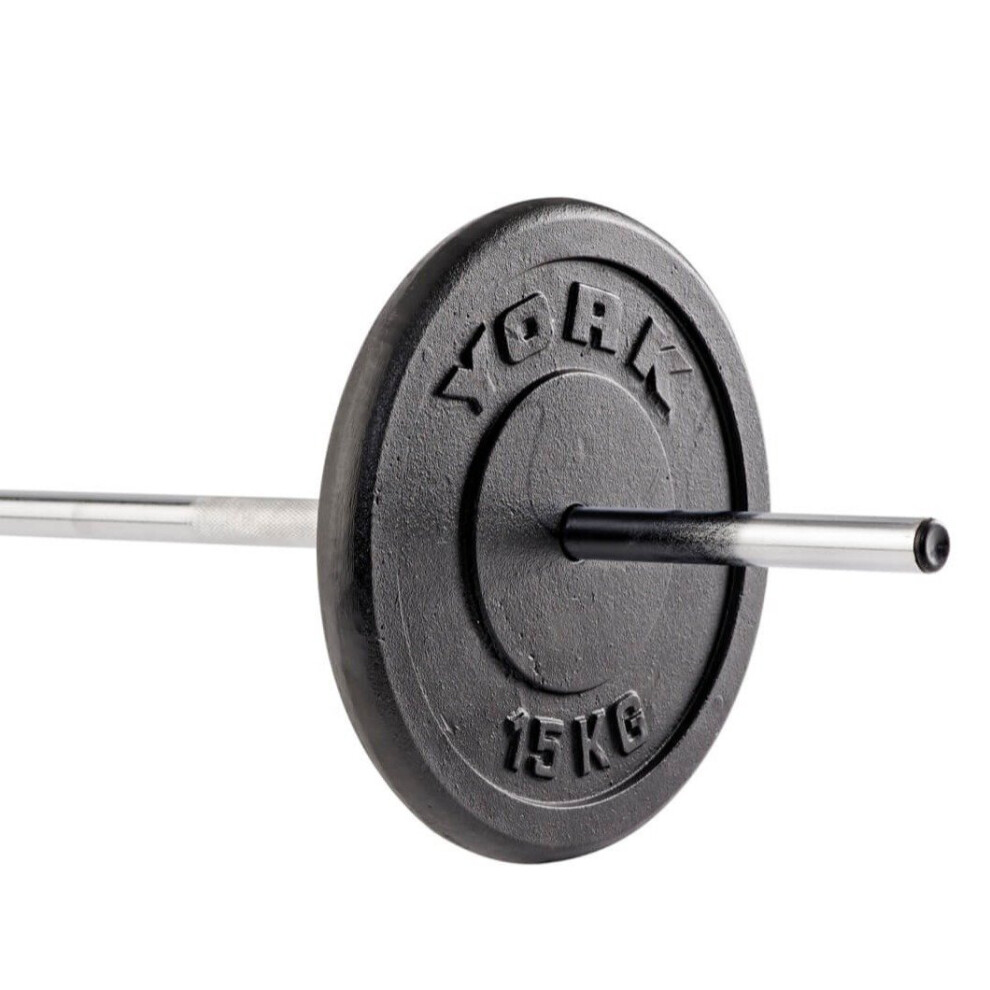 York 1 x 15kg Cast Iron 1" Weight Plate for Standard Barbells Dumbbells