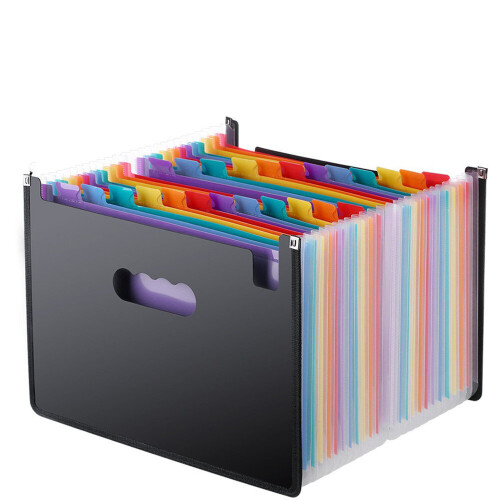 24Pockets Expanding File Folder A4 Large Plastic Expandable File Organizers Standing Accordions Folder